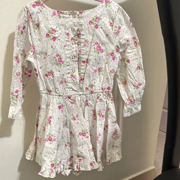 Floral White and Pink Kids Dress